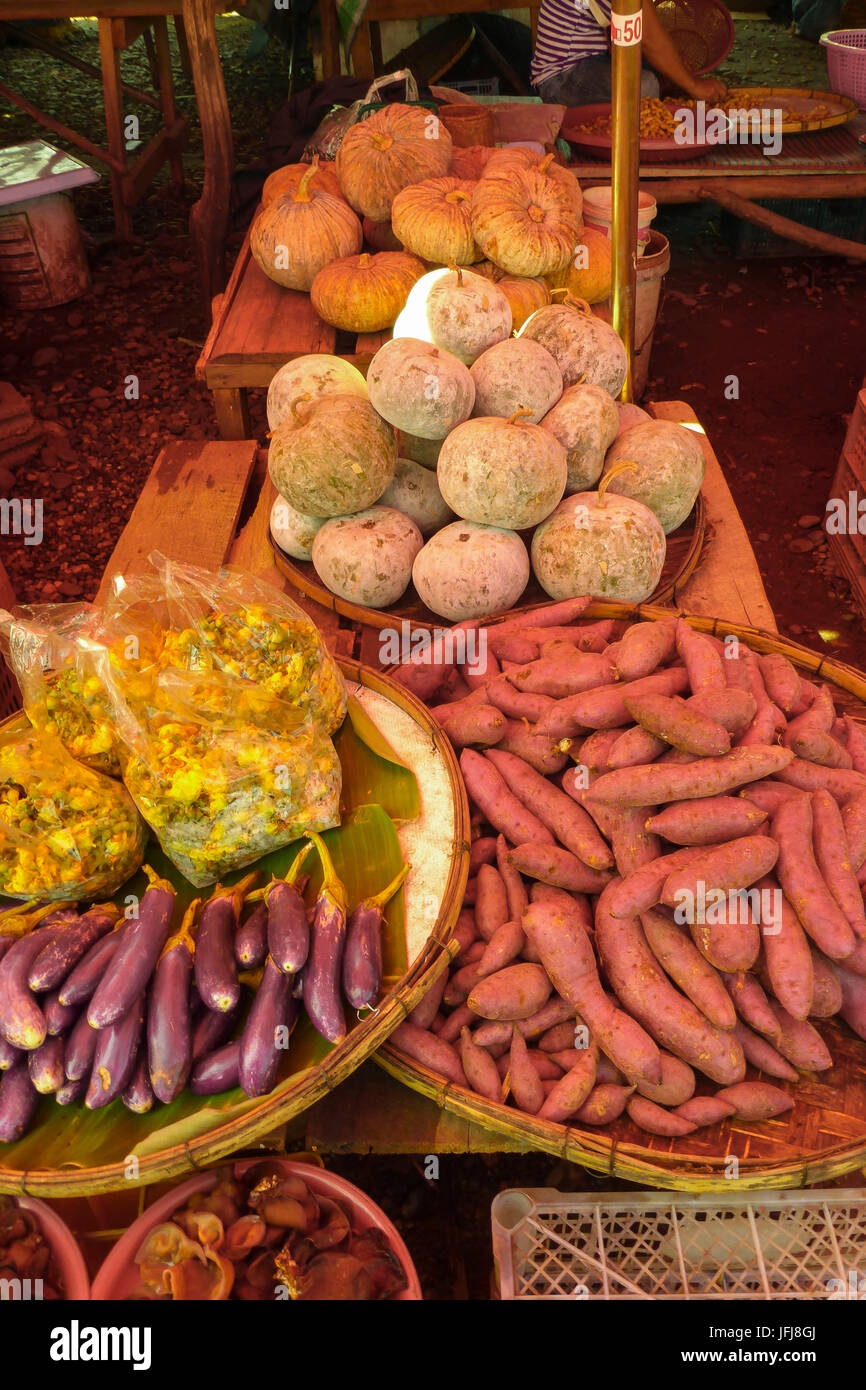 Asien, Laos, Binnenland, Süd-Ost-Asien, Indochina Halbinsel, Vientiane, Markt, Gemüse Stockfoto