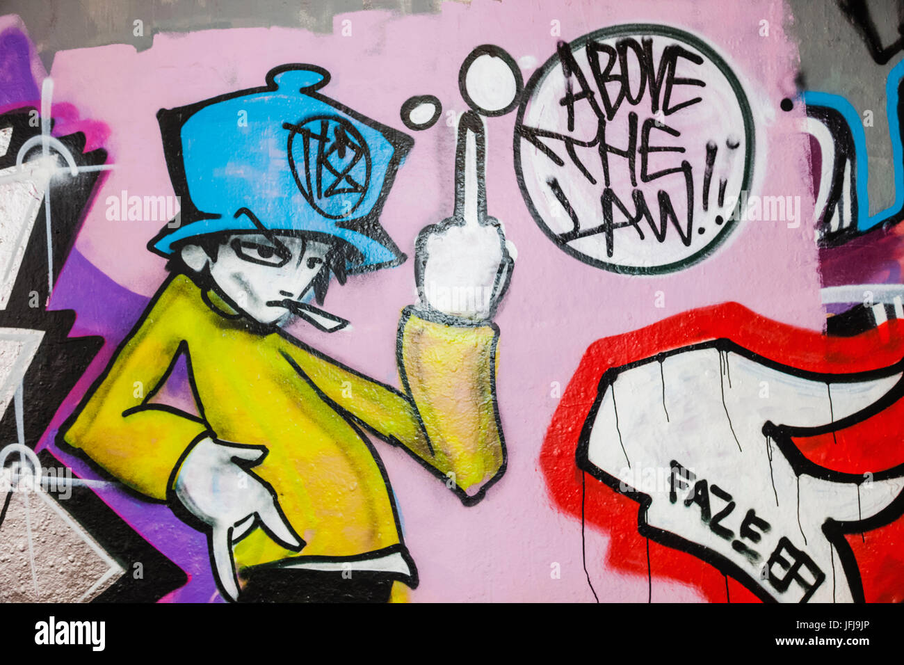 England, London, Lambeth, Waterloo, Leake Street, Graffiti und Wand-Kunst-Tunnel Stockfoto