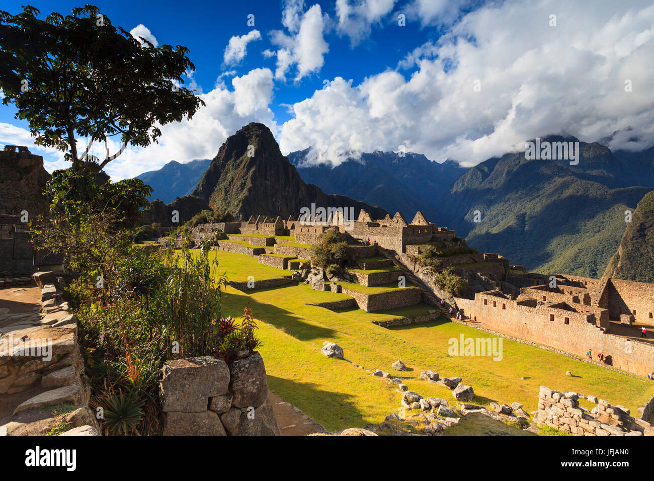 Iconic archäologische Stätte von Machu Picchu in der Region Cusco, Urubamba Provinz, Machupicchu District, Peru, Südamerika Stockfoto