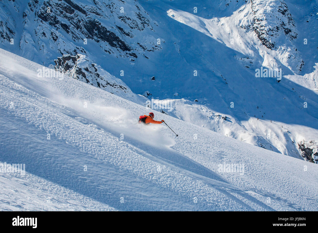 Orobie Alpen, Freeride in Arigna Tal, Lombardei, Italien Stockfoto