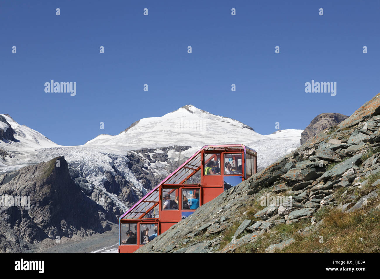 Europa, Österreich, Kärnten, Standseilbahn Bahnhof an der Pasterze-Gletscher am Großglockner, Hohe Tauern Stockfoto