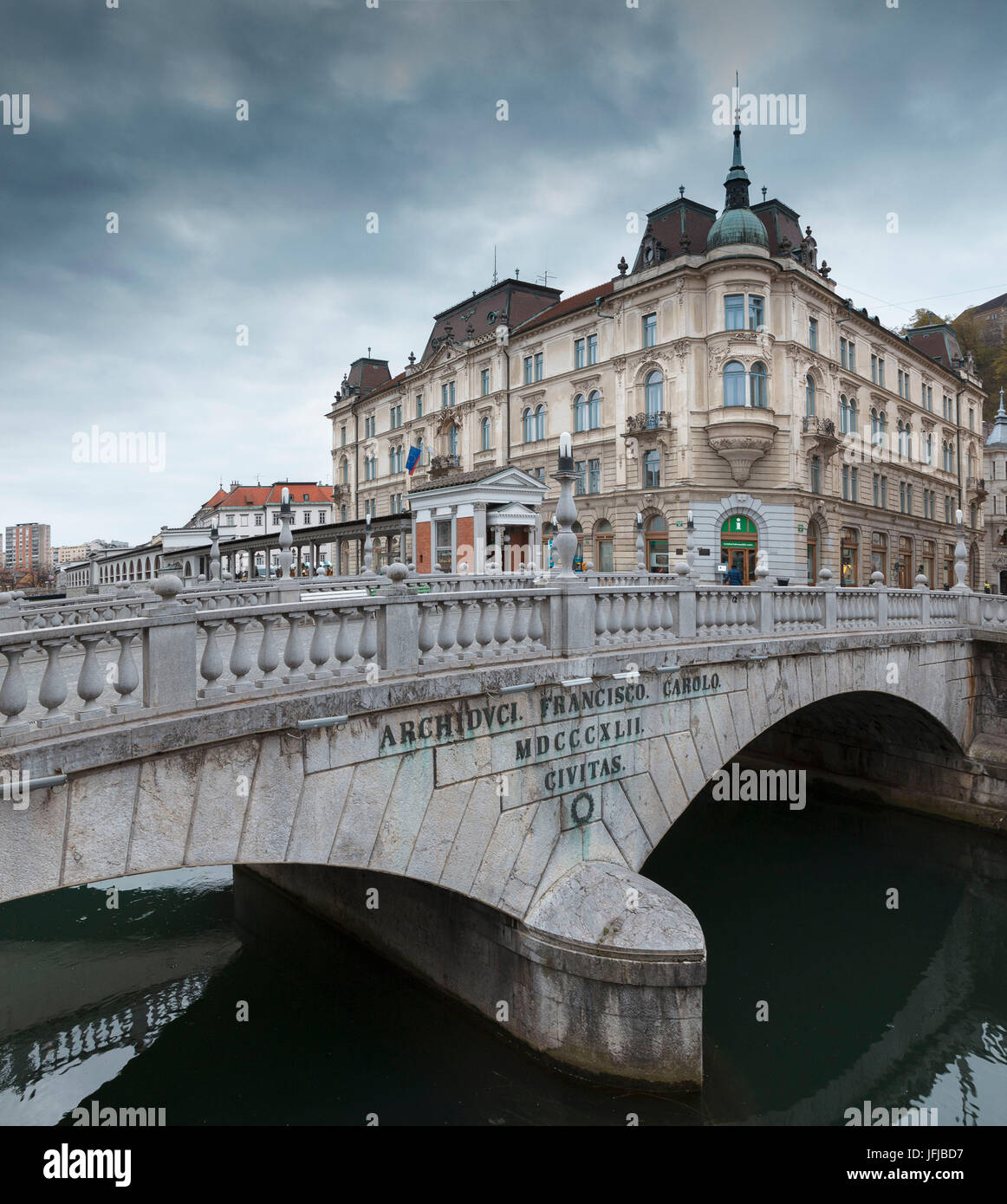 Europa, Slowenien, Drachenbrücke (Triple-Brücke) in der Mitte des Ljubiana, Hauptstadt Stockfoto