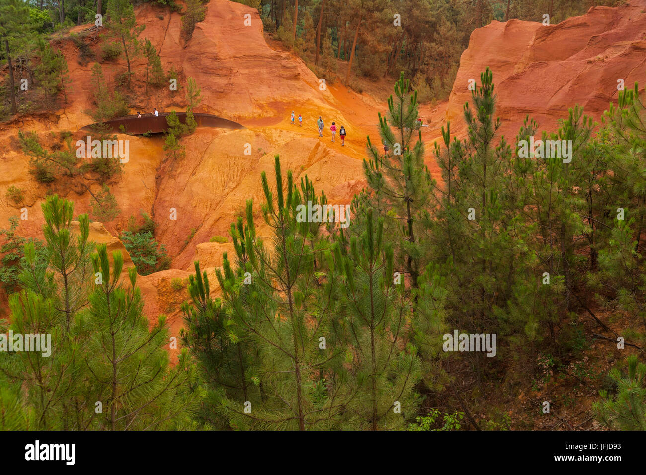 Roussillon, Provence, Frankreich, den ockerfarbenen Steinbrüchen im Roussillon, Stockfoto