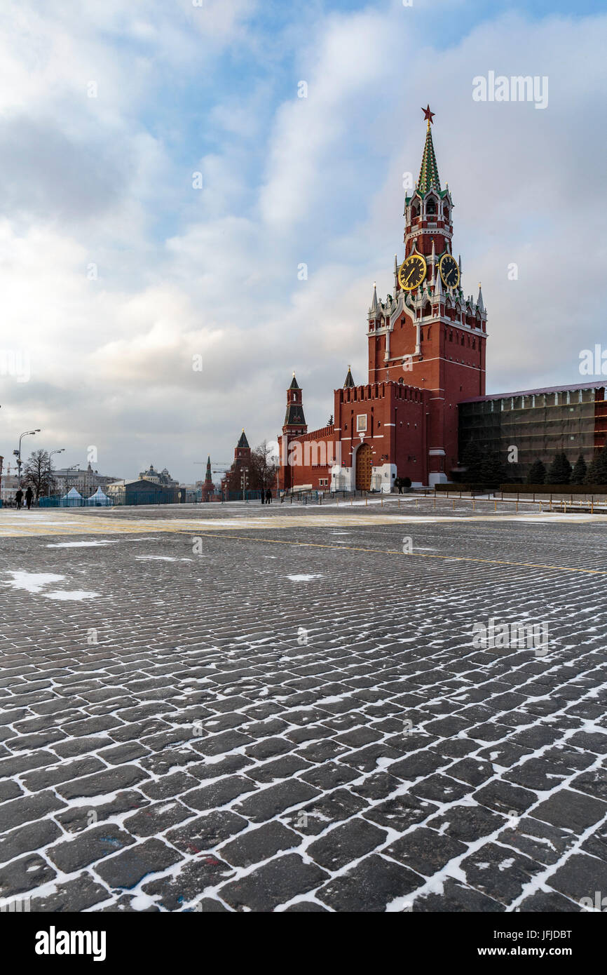 Russland, Moskau, Roter Platz, Kreml, Kreml Spasskaya Tower Stockfoto
