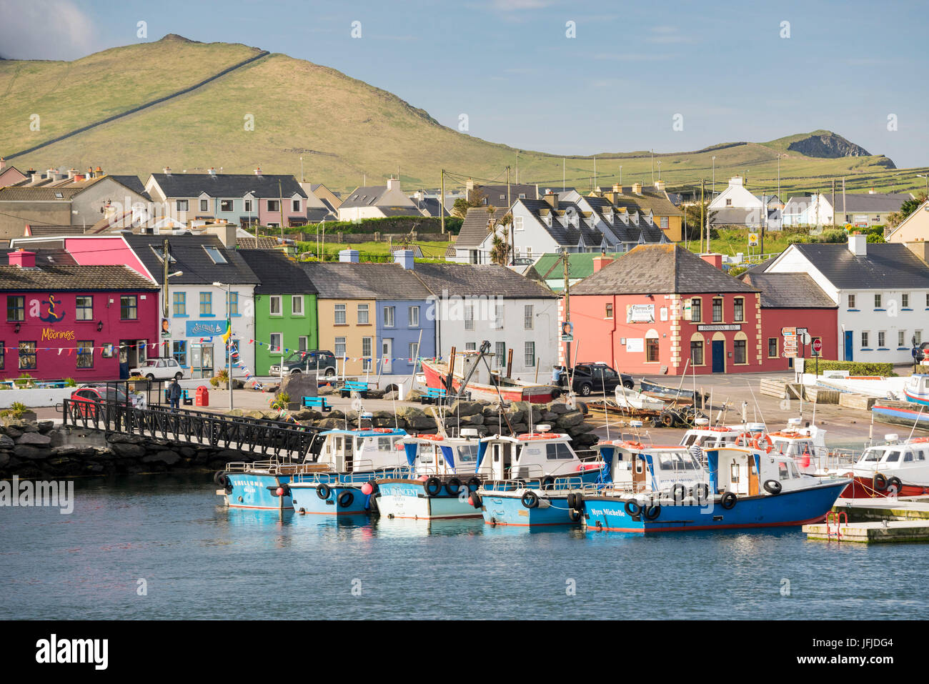 Ansicht von Portmagee, Iveragh-Halbinsel, Co, Kerry, Munster, Irland, Europa, Stockfoto