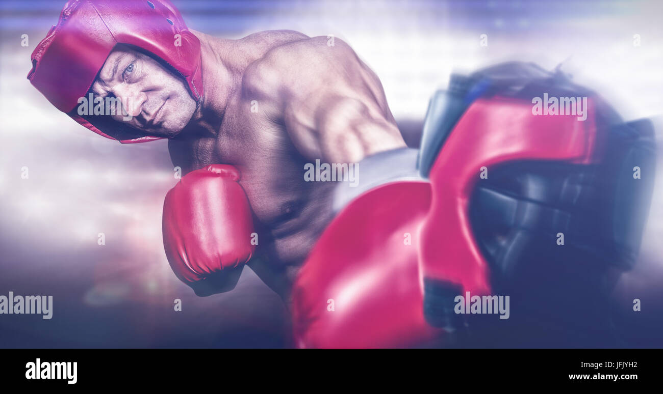 Zusammengesetztes Bild der Rückansicht der Boxer stehend Stockfoto
