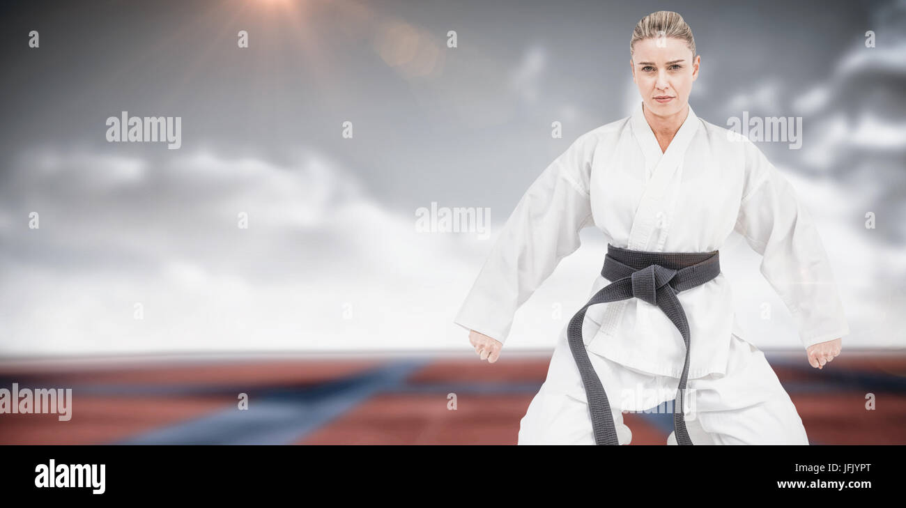 Zusammengesetztes Bild Sportlerin üben judo Stockfoto
