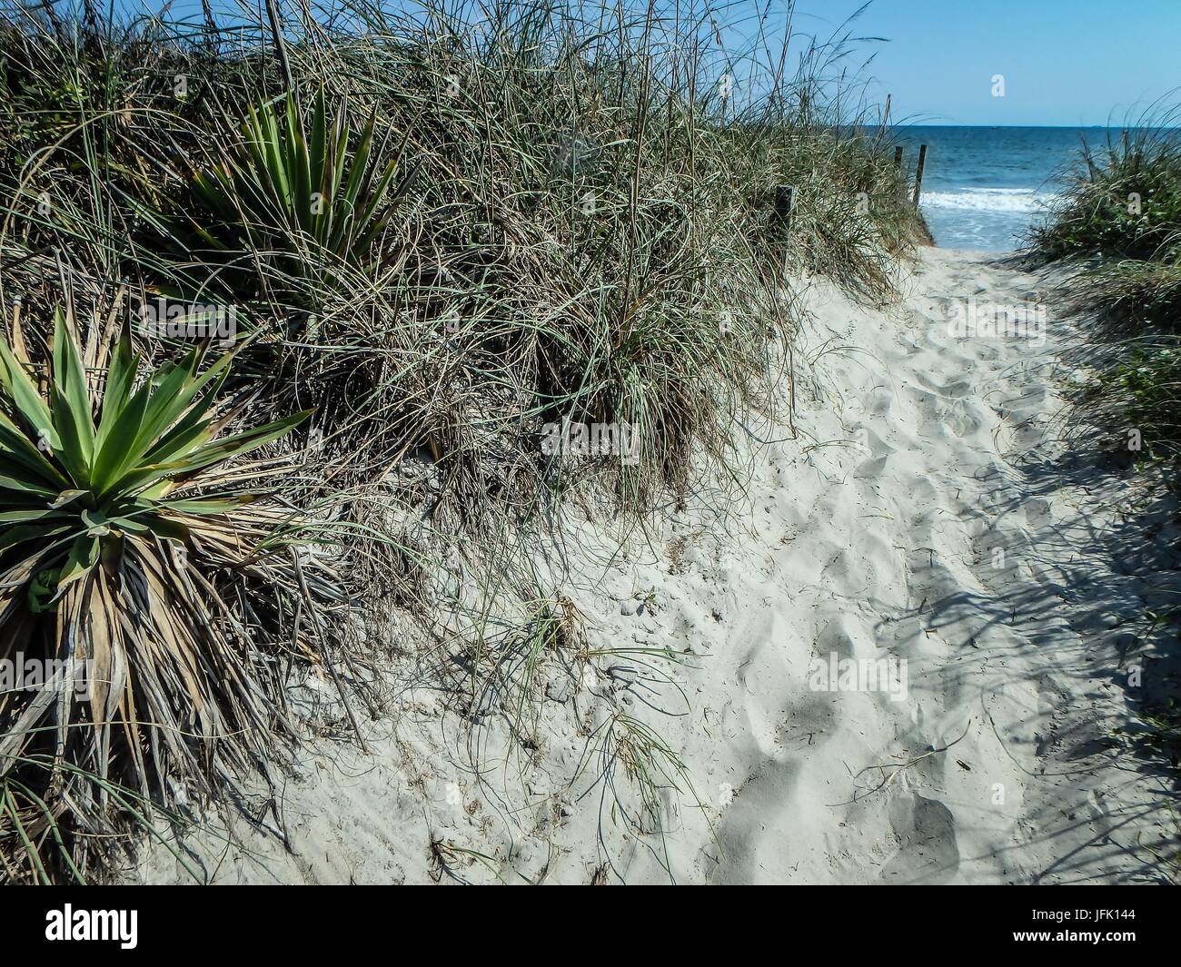 Einen malerischen Blick auf Oak Island Beach North Carolina Stockfoto