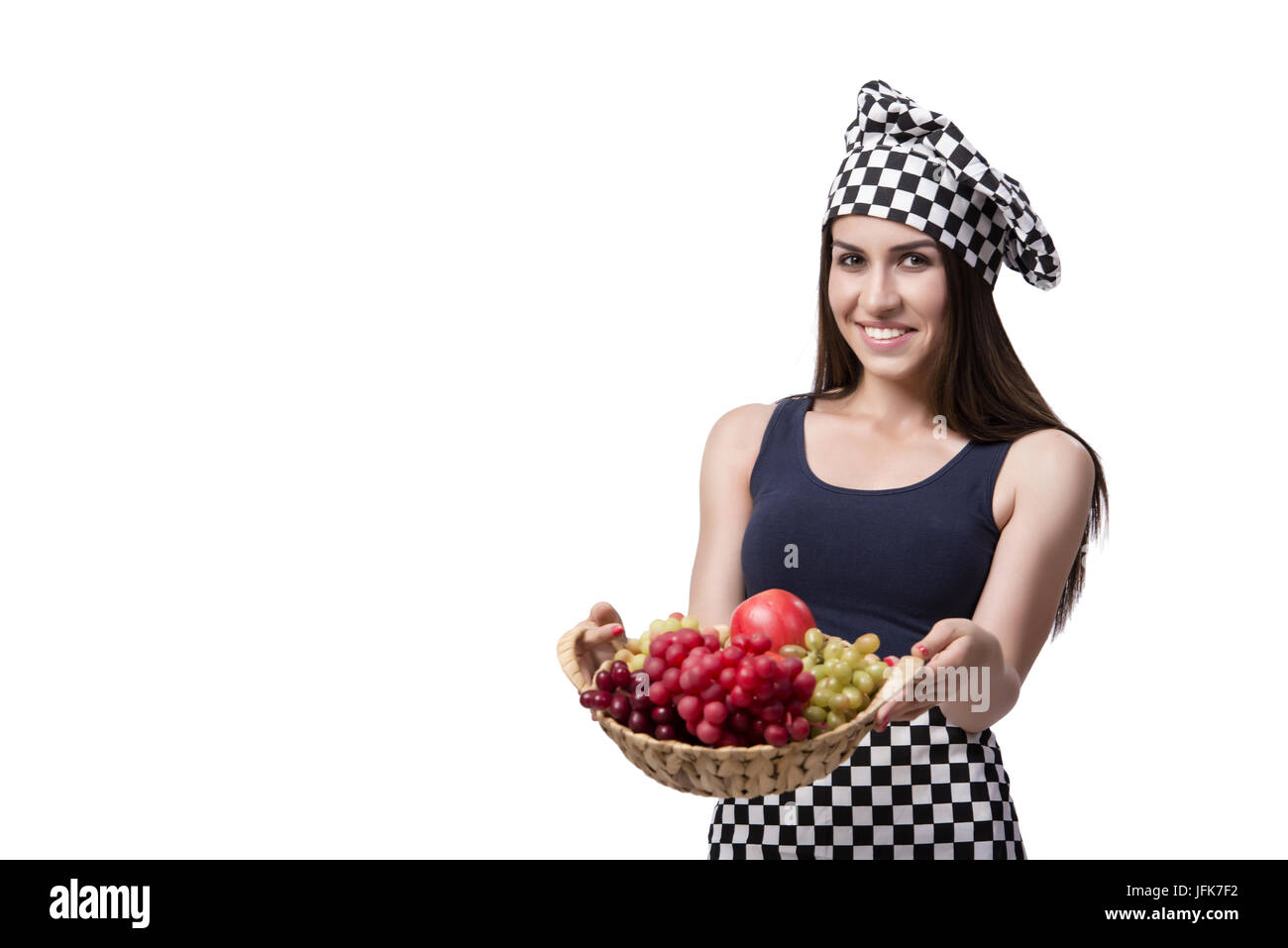 Junge Frau Kochen isolierten auf weißen Hintergrund Stockfoto