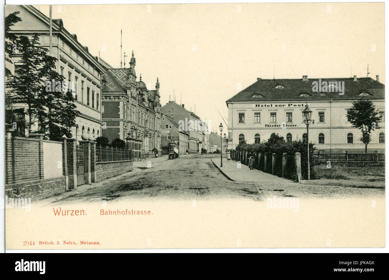 02944-Wurzen-1903-Bahnhofstraße Mit Hotel Zur Post-Brück & Sohn Kunstverlag Stockfoto