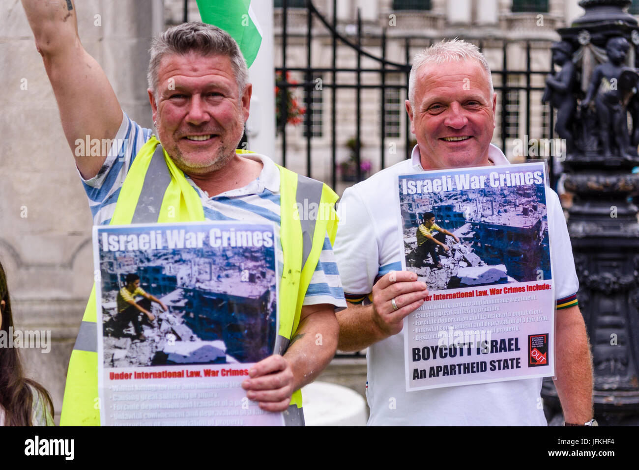 Belfast, Nordirland. 01/07/2017 - Anti Israel protestieren erfolgt zur Unterstützung der Menschen in Gaza durch Belfast Republikaner. Stockfoto