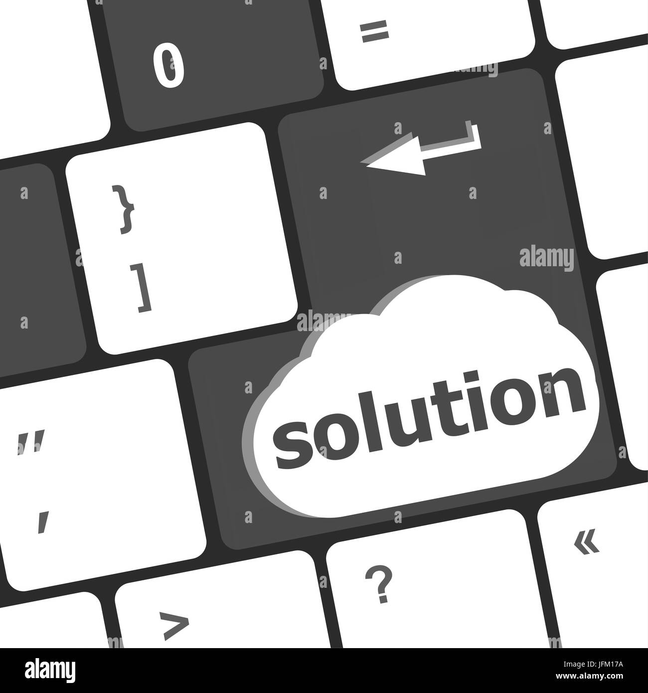Tastatur mit Lösung Buton. Computer Tastatur Stockfoto