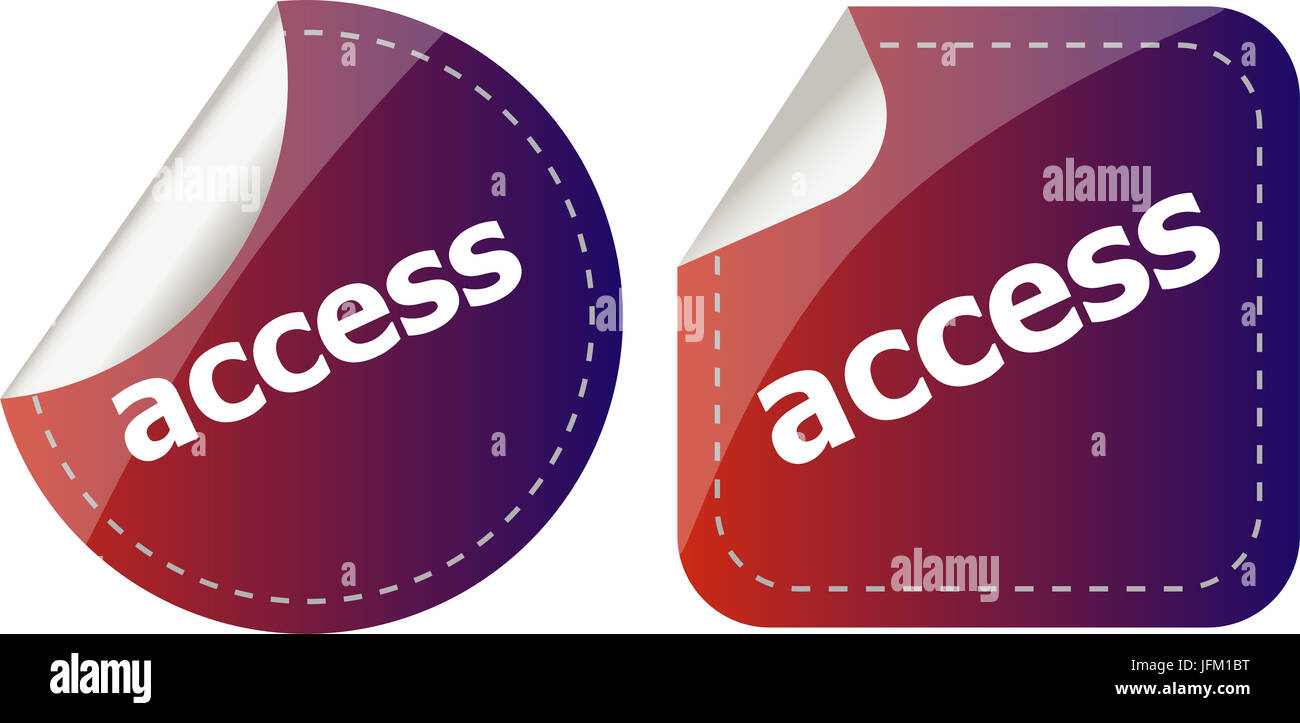 Zugang Aufkleber Set weiß, Symbol anklicken Stockfoto