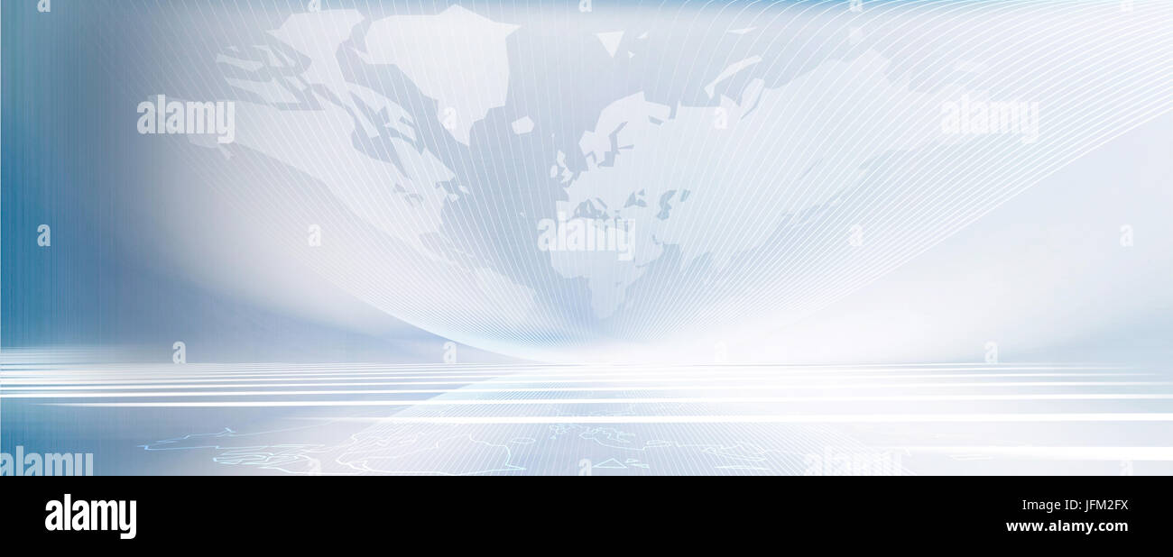 Motion Linien gradient banner Horizont mit Weltkarte textur Umrisse Stockfoto