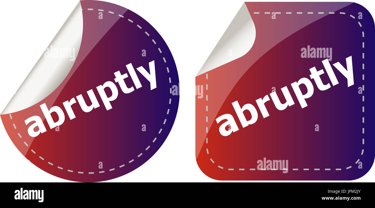 abrupt set Aufkleber weiß, Symbol anklicken Stockfoto