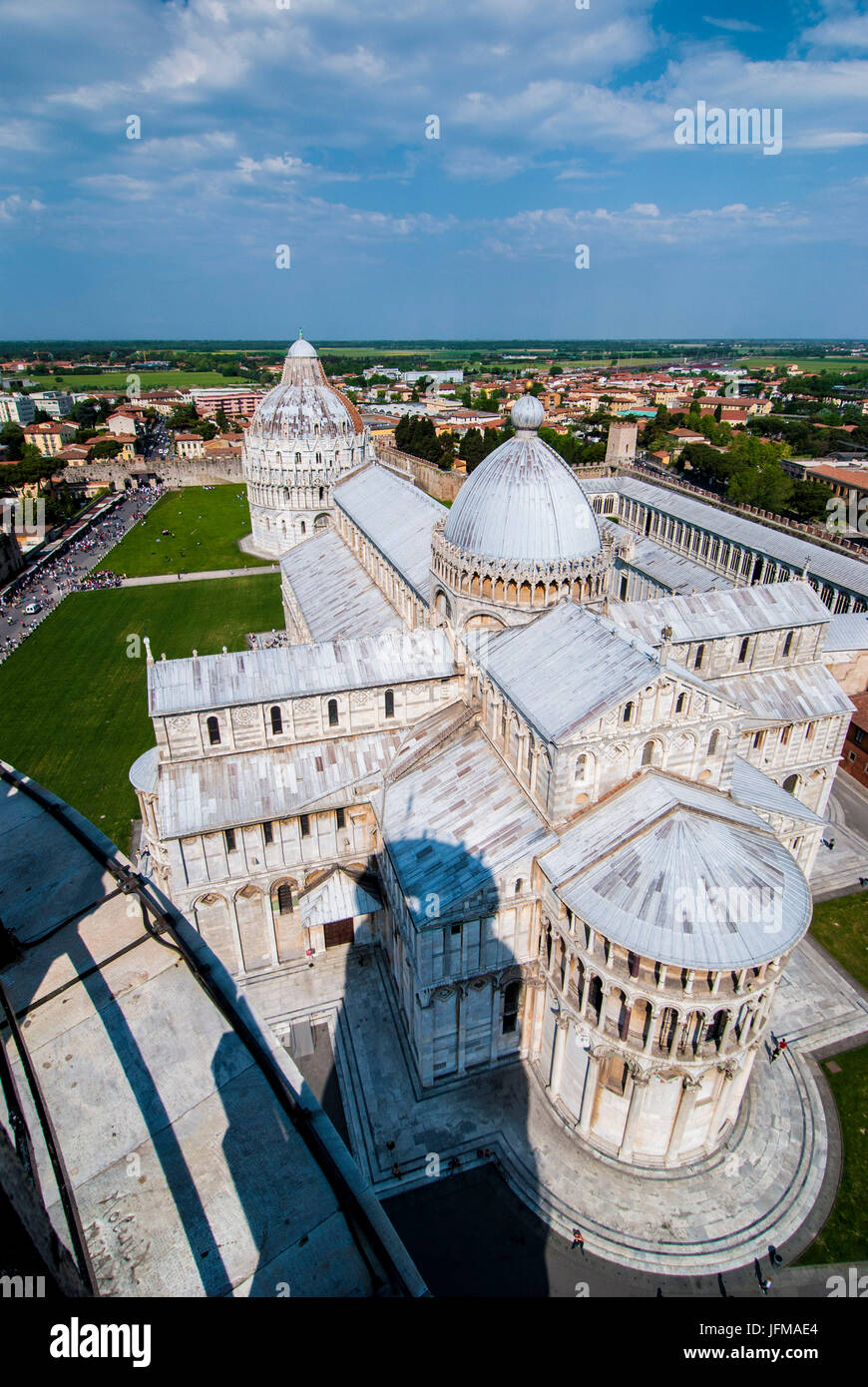 Pisa, Toskana, Italien, Europa, die Kathedrale von oben auf dem Turm, Stockfoto