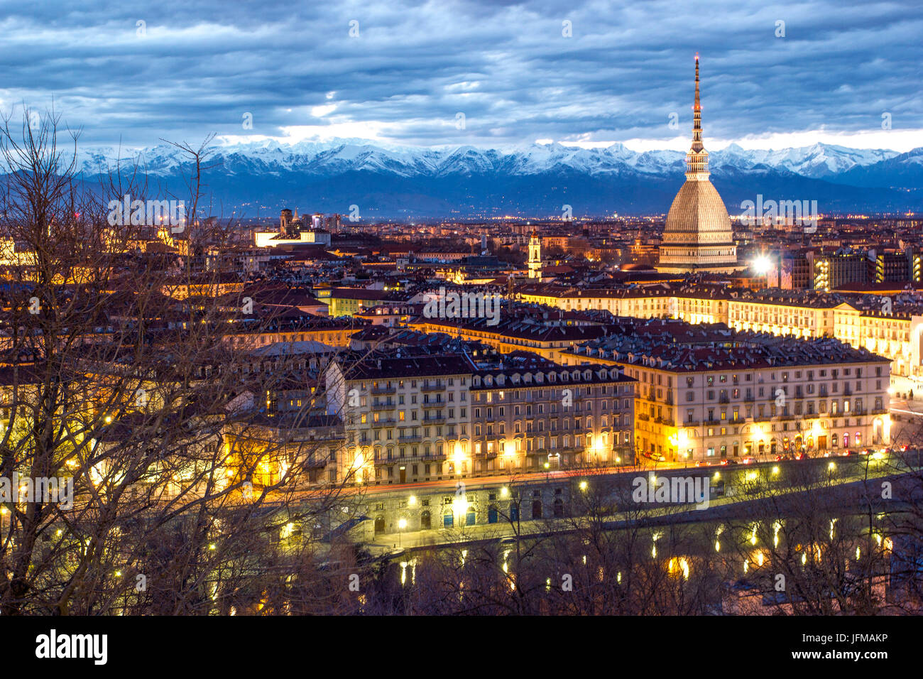 Turin, Piemont, Italien, Stadtbild von Monte dei Cappuccini Stockfoto