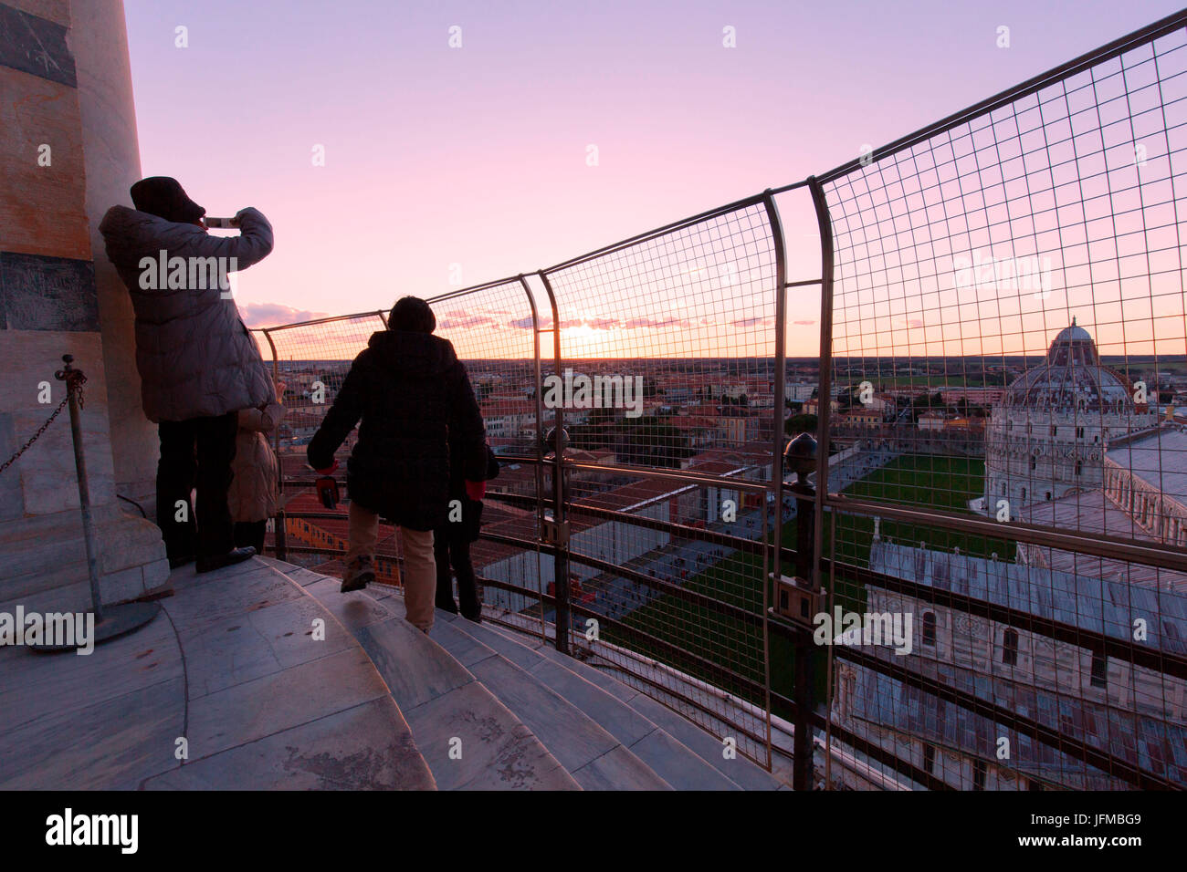 Europa, Italien, Toskana, Pisa, Stadt Aussicht bei Sonnenuntergang Stockfoto