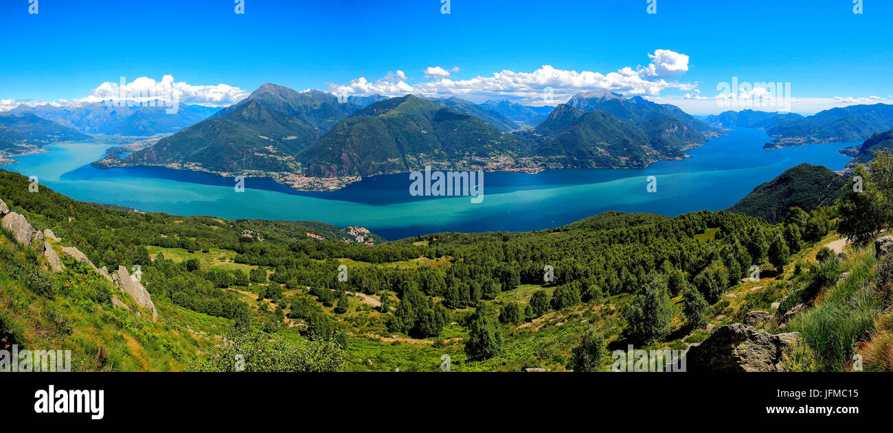 Panorama über den Comer See, Lombardei, Italien Stockfoto