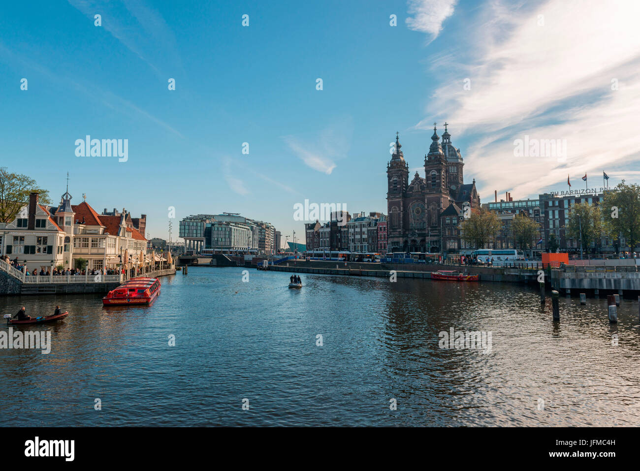 Die Niederlande, Europa, Amsterdam und seine Kanäle Stockfoto