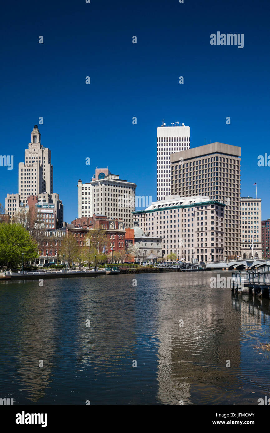 USA, Rhode Island, Providence, die Skyline der Stadt vom Fluss Providence Stockfoto