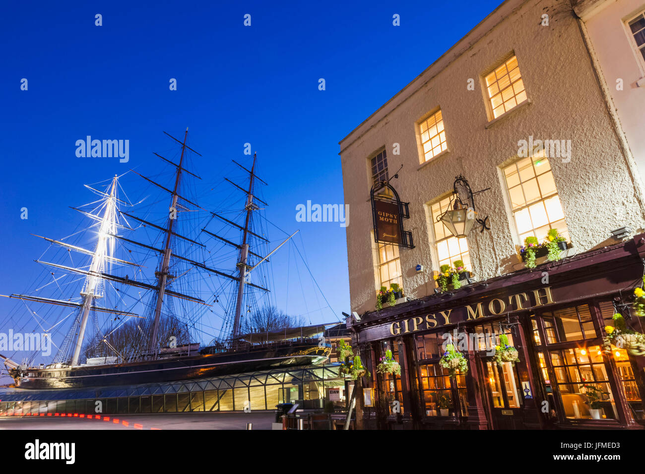 England, London, Greenwich, der Cutty Sark und Pub Stockfoto