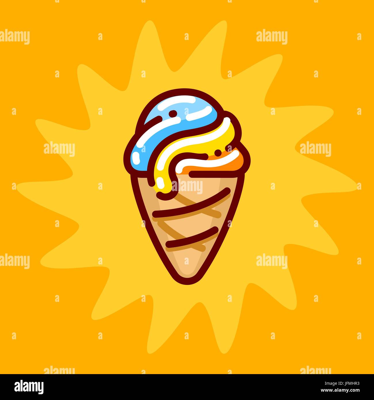 Ice Cream Color Line-Symbol Stock Vektor