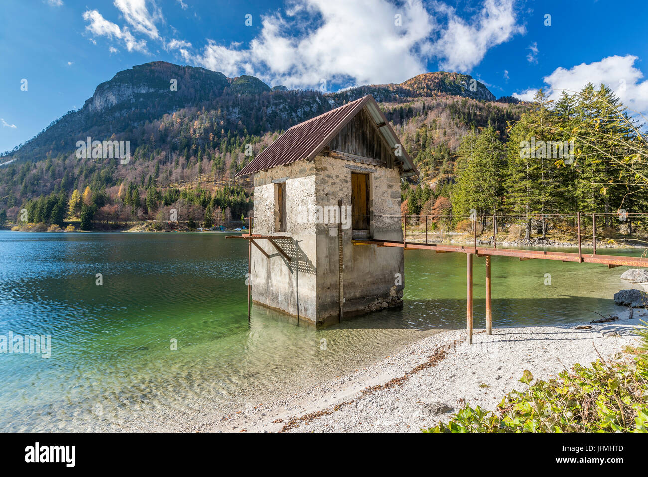 Lago del Predil, Provinz Udine, Region Friaul-Julisch Venetien, Italien, Europa. Stockfoto