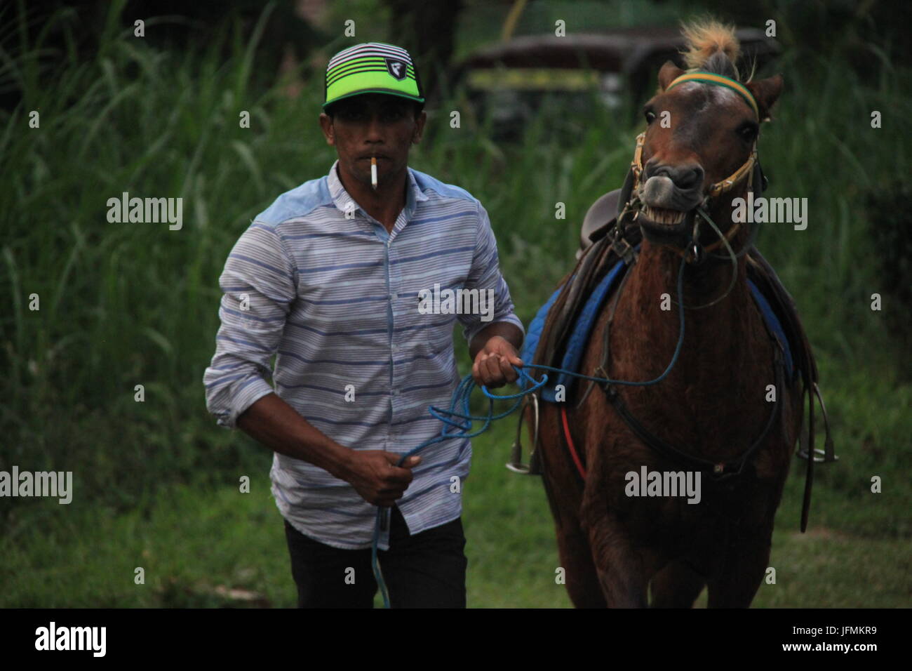 Reiten am Trawas, Ost-Java, Indonesien Stockfoto