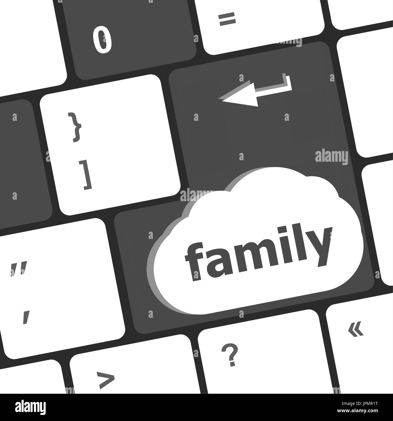 Familie Taste auf der Tastatur Bedeutung Verwandte Beziehungen oder Blut Beziehung Stockfoto
