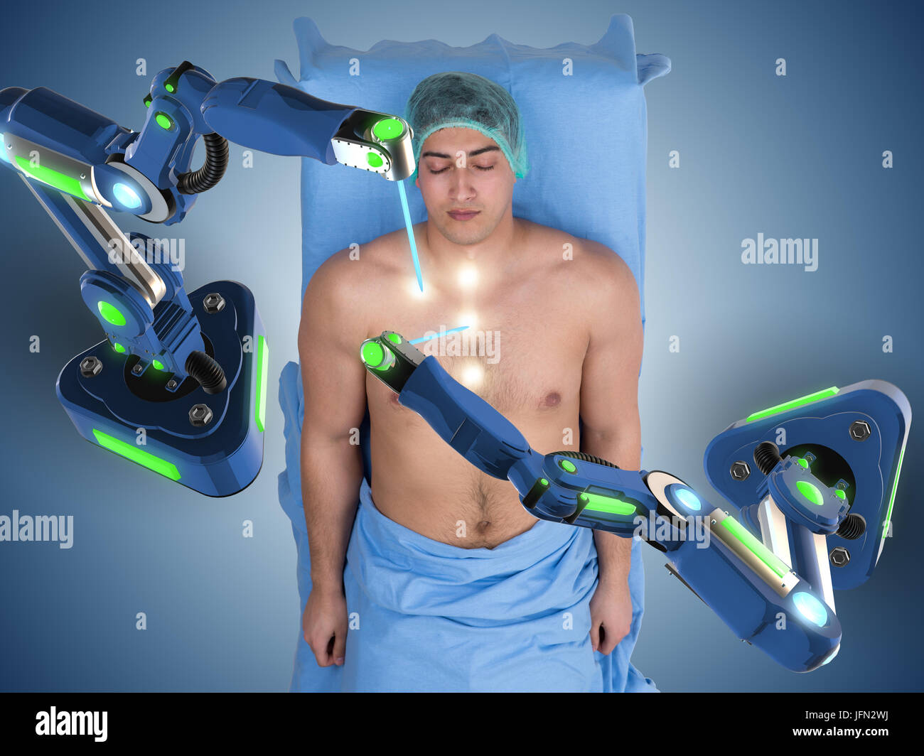 Die Chirurgie von Roboterarm durchgeführt Stockfoto