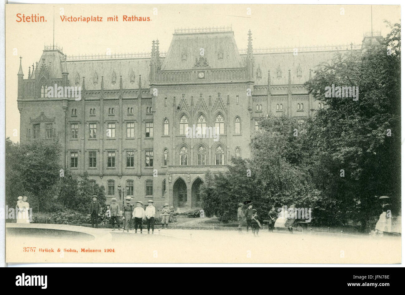 03757-Stettin-1903-Victoriaplatz Mit Rathaus-Brück & Sohn Kunstverlag Stockfoto