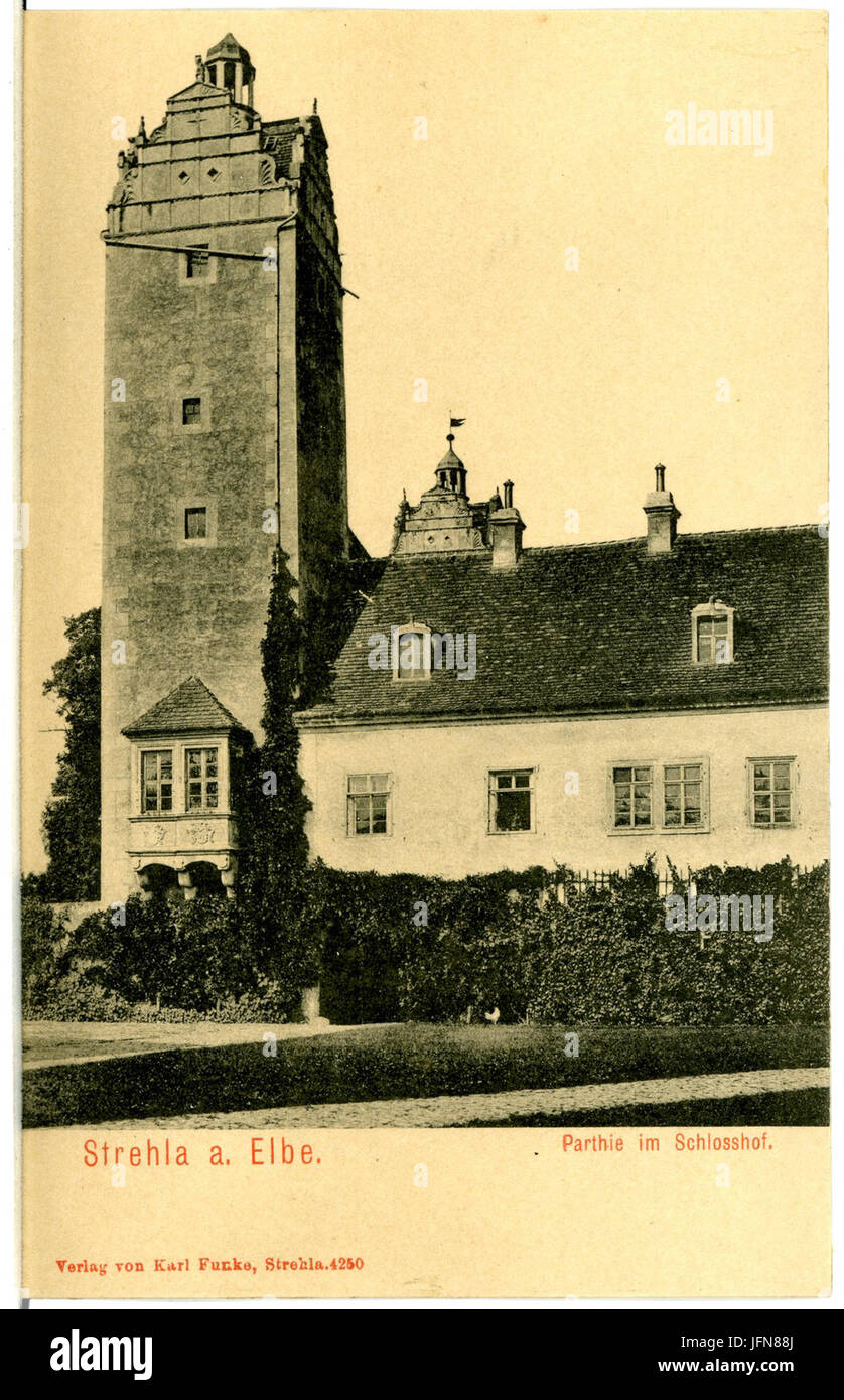 04250-Strehla-1903-Im Schlosshof-Brück & Sohn Kunstverlag Stockfoto