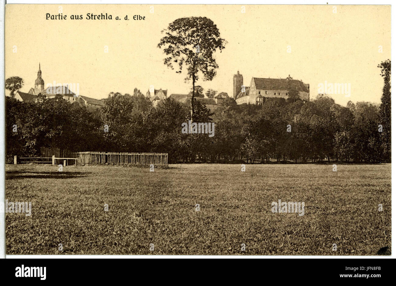04386-Strehla-1903-Blick Zum Schloß-Brück & Sohn Kunstverlag Stockfoto