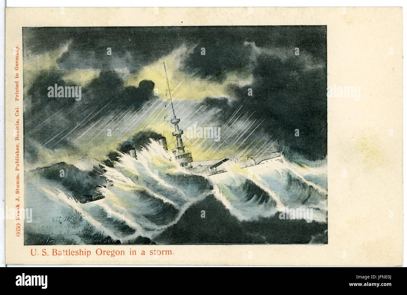 06650--1905-US-Schlachtschiff Oregon in einem Sturm-Brück & Sohn Kunstverlag Stockfoto