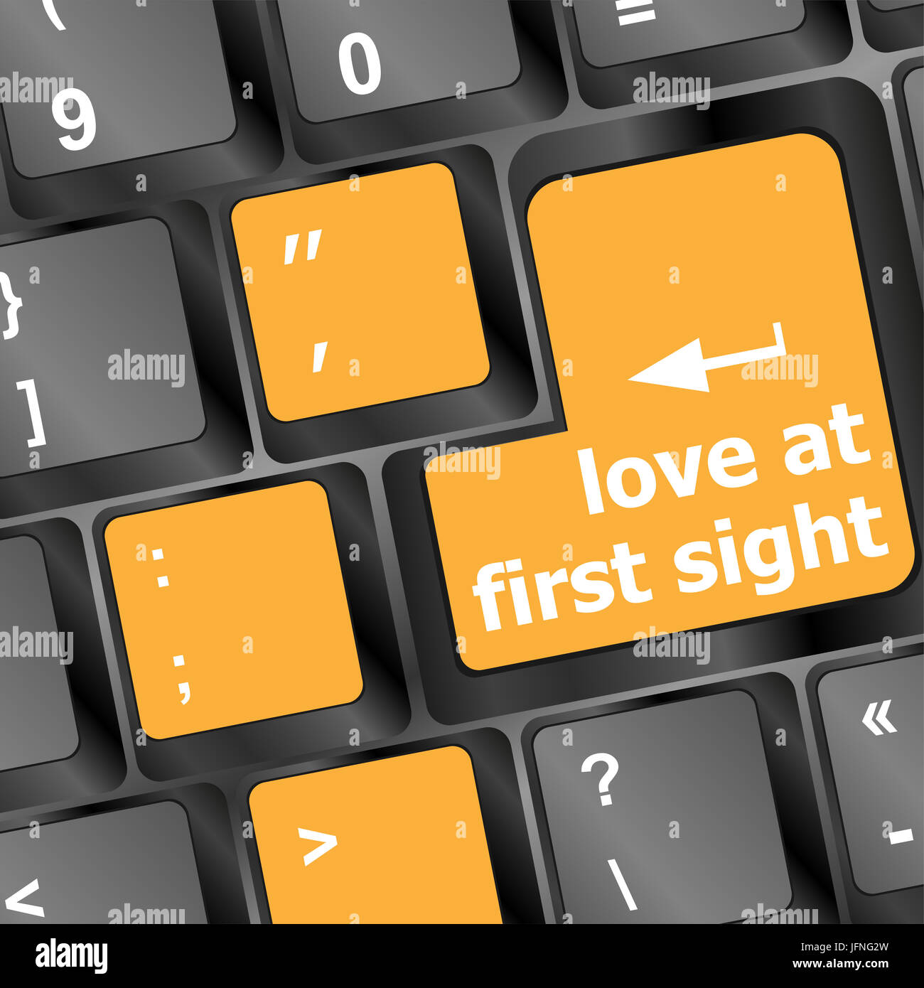 Liebe auf den ersten Blick, Tastatur mit Computer-Taste Stockfoto