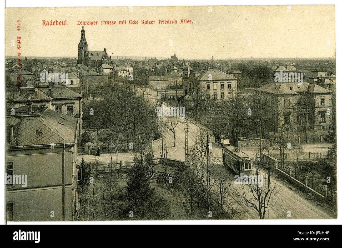 08744-Radebeul-1907-Leipziger Straße Mit Ecke Kaiser Friedrich Allee-Brück & Sohn Kunstverlag Stockfoto