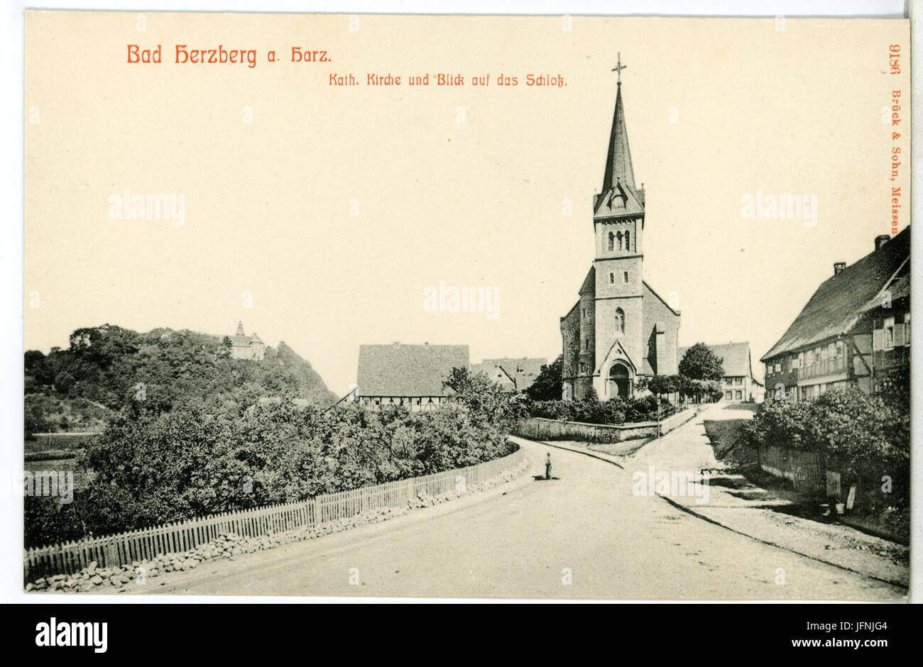 09186-Bad Herzberg-1907-Katholische Kirche-Brück & Sohn Kunstverlag Stockfoto