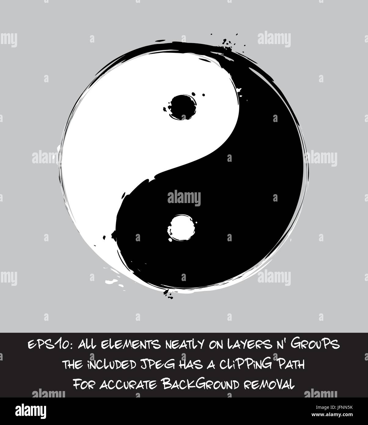 Künstlerische Vektor-Illustration der Yin-Yang-ostasiatische religiöses Symbol.  Die enthalten Bitmap-Vorschau hat das genaue Thema Umriss als Clipping-pa Stock Vektor