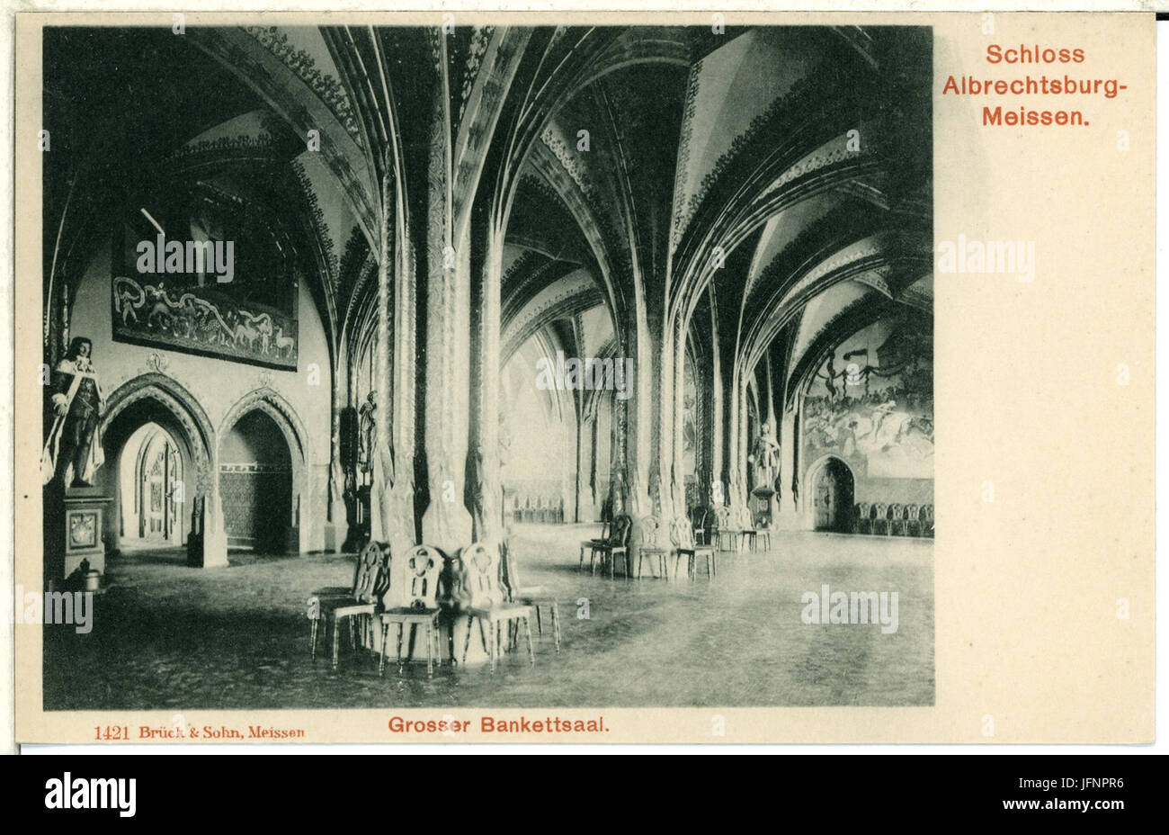 01421-Meißen-1899-Albrechtsburg, Großer Bankettsaal-Brück & Sohn Kunstverlag Stockfoto