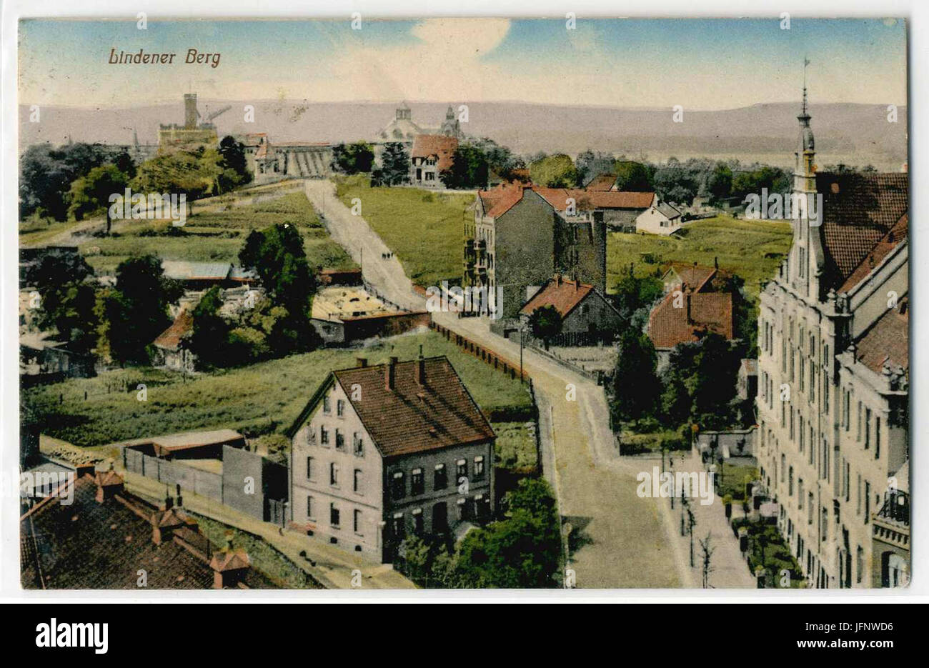 1905 ca. bin Lindener Berg IGS Linden Mittelschule Kalkbrennerhäuschen, Kolorierte Ansichtskarte Stockfoto