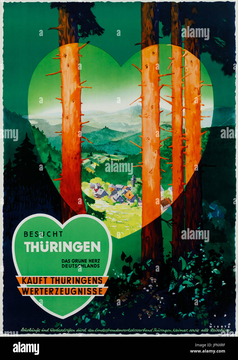1937 Ca Jupp Wiertz Plakat Freu Thuringen Das Grune Herz Deutschlands Berlin Erasmusdruck Landesfremdenverkehrsverband Weimar Stockfotografie Alamy