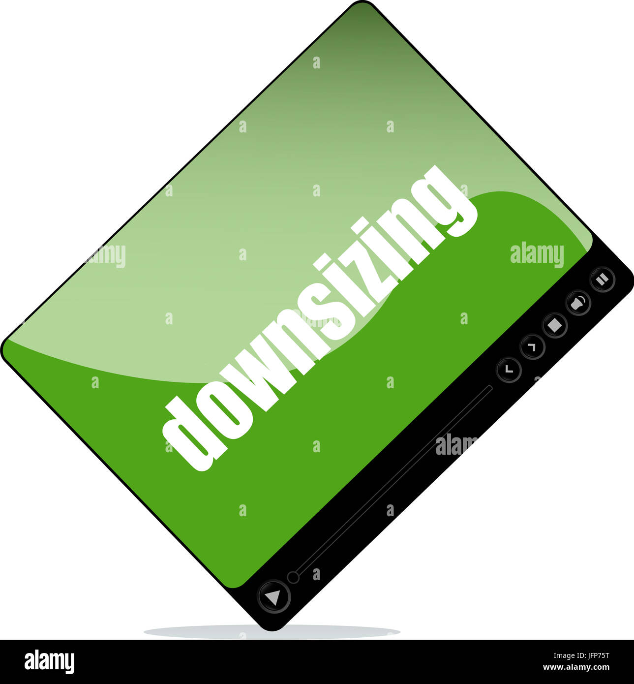 Video Player für Web mit Downsizing Wort Stockfoto