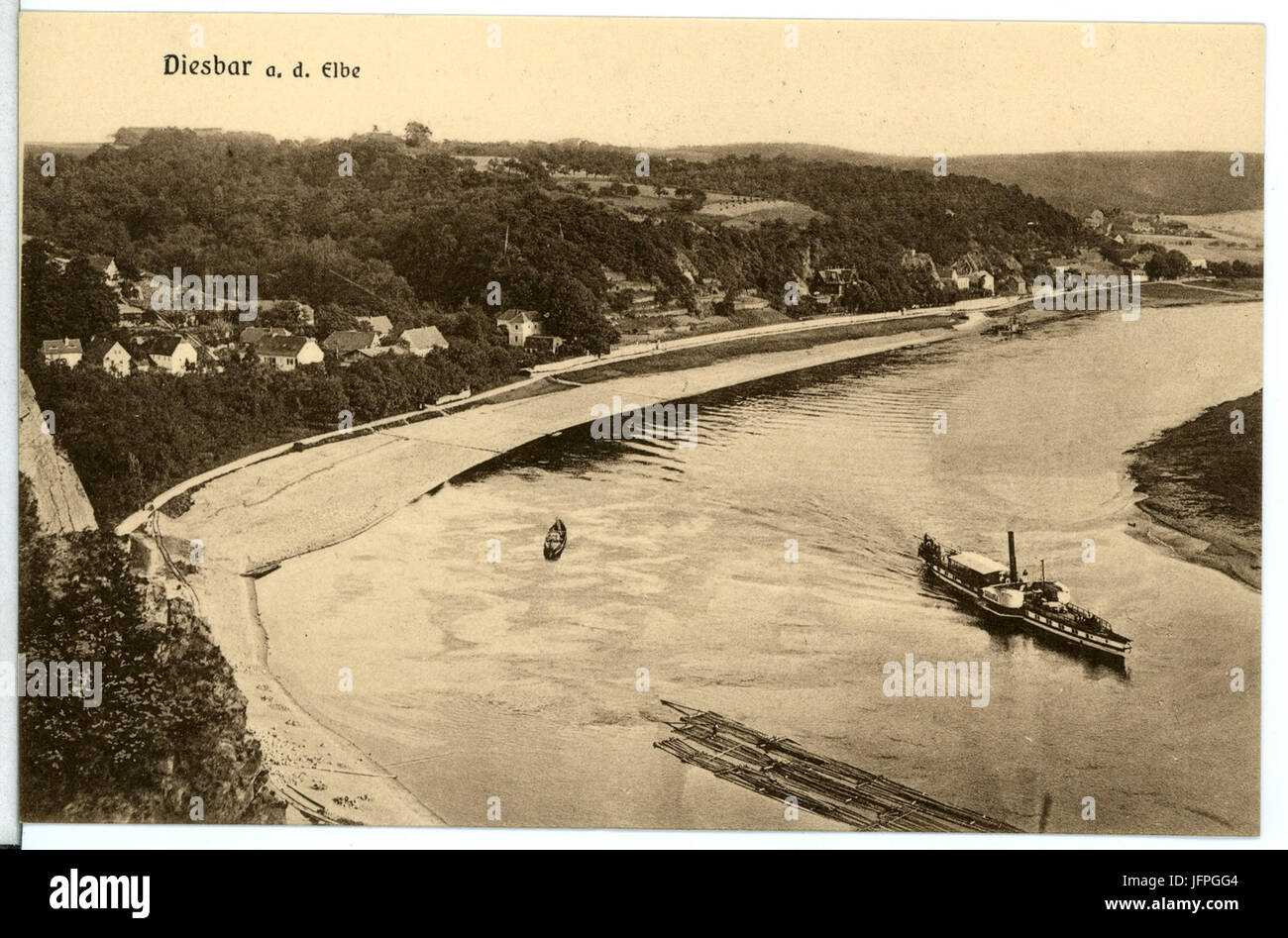 12095-Diesbar-1910-Blick Vom Bösen Bruder - Elbe Mit fügt Saxonia-Brück & Sohn Kunstverlag Stockfoto