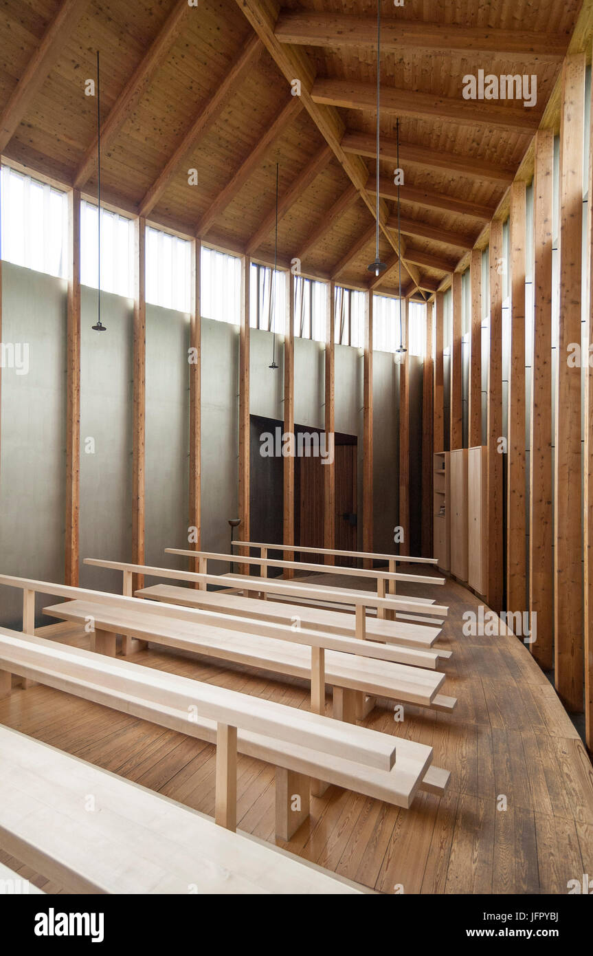 Kapelle in Sogn Benedetg von der Schweizer Architekt Peter Zumthor Stockfoto