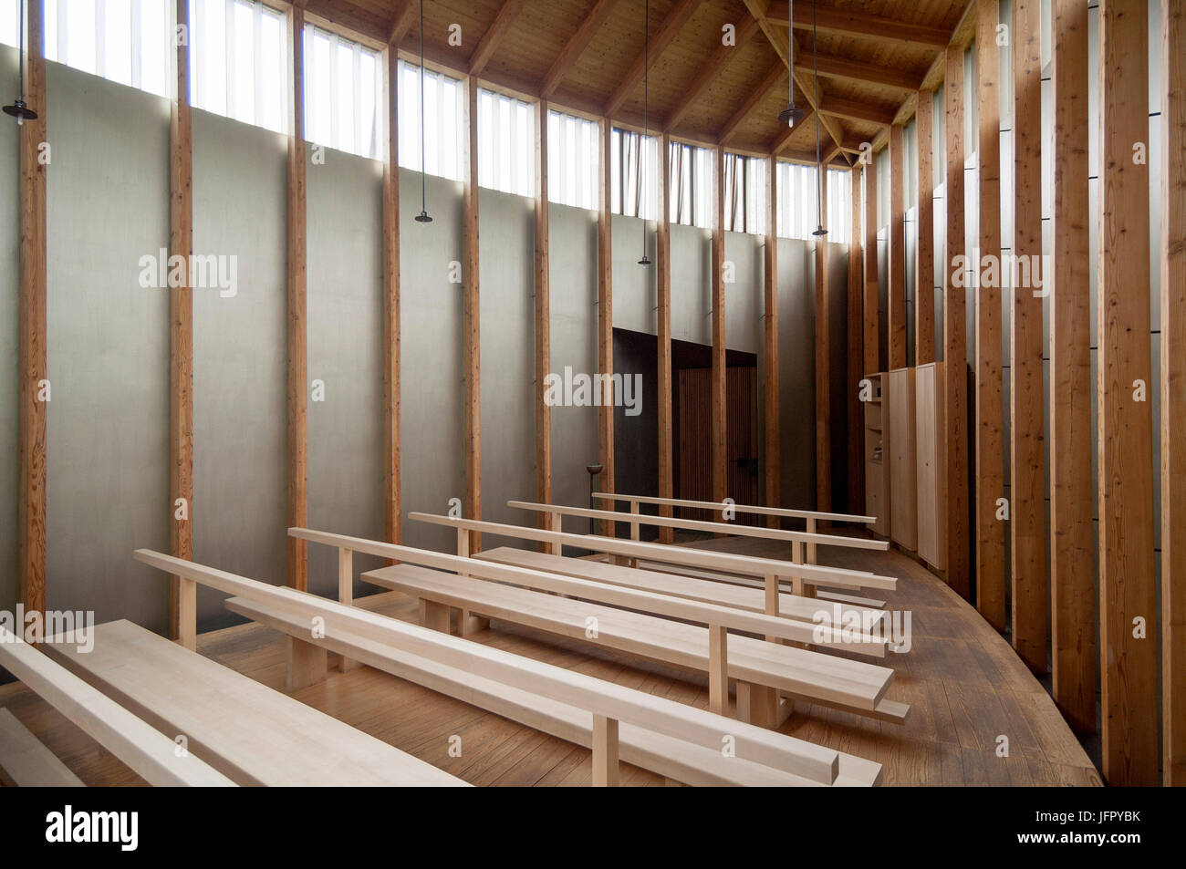 Kapelle in Sogn Benedetg von der Schweizer Architekt Peter Zumthor Stockfoto