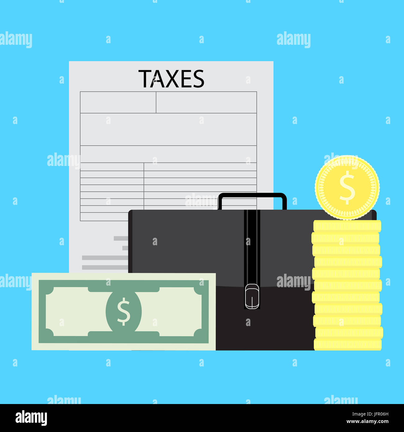 Besteuerung von Unternehmern. Steuergelder, Finanzen Steuer Audit Vektorgrafik zu zahlen Stockfoto