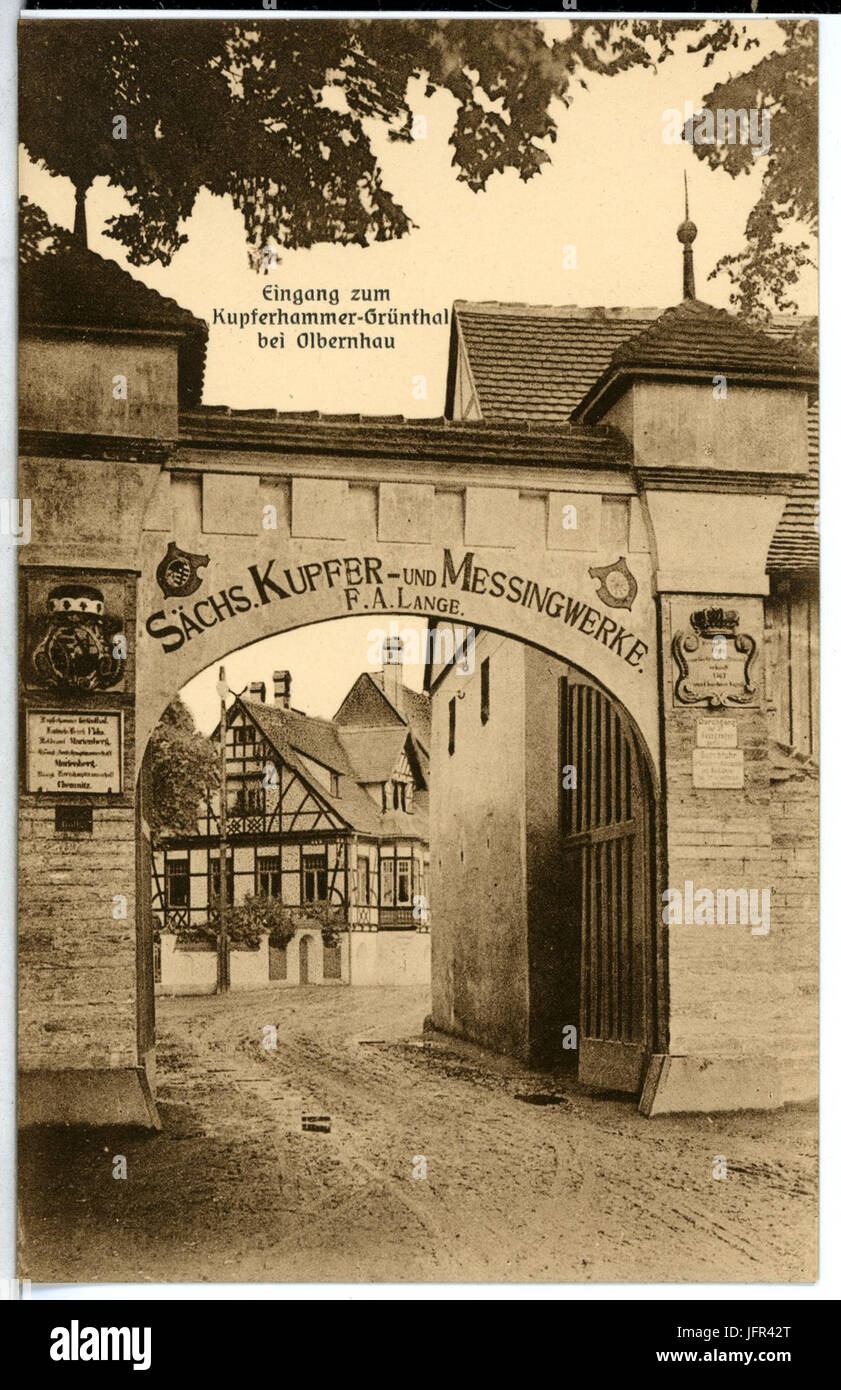 13782-Grünthal-1912-Eingang Zum Kupferhammer-Brück & Sohn Kunstverlag Stockfoto