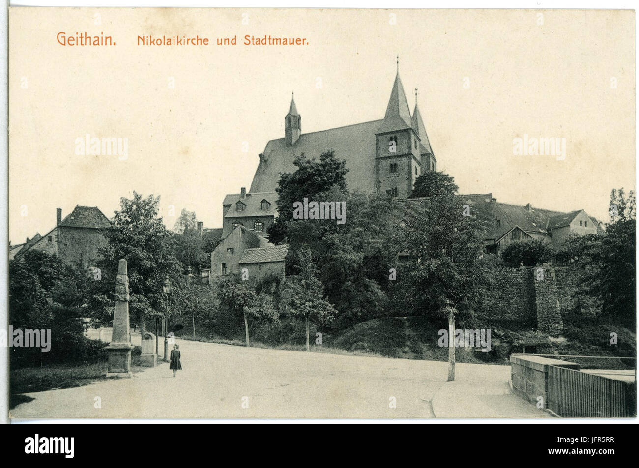 14933-Geithain-1912-Nikolaikirche Und Alte Stadtmauer-Brück & Sohn Kunstverlag Stockfoto