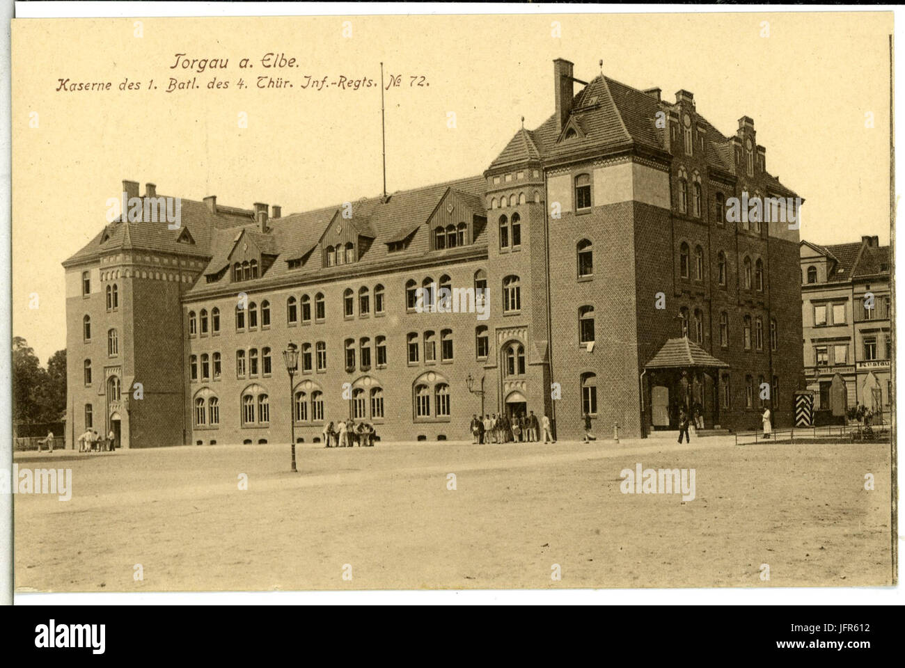 15061-Torgau-1912-Kaserne des 1. Bataillon des 4. Thüringischen Infanterie-Regiment Nr. 72-Brück & Sohn Kunstverlag Stockfoto